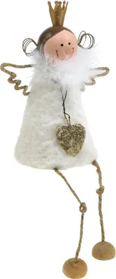Produktbild von Engel Figur Dekoration Holz Metall Weihnachten Weiß 12cm