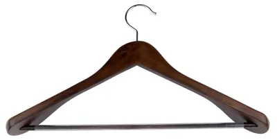 Productafbeelding van Kleerhanger kledinghanger houten hanger - 44 x 23,5 x 5,8 cm - Hout - Bruin - Brede schouders - Antislip