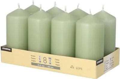 Produktbild von 8 Stumpenkerzen Ø 47 mm · 100 mm jadegrün