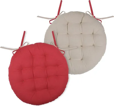 Image de Coussin de chaise DUO COLOR rouge/beige Ø 38x4 cm France (prix pour 1 pièce)