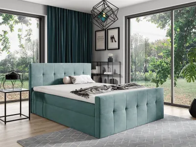 Produktbild von Boxspringbett Schlafzimmerbett OWEN 160x200cm Stoff Türkis