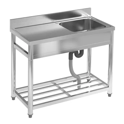Produktbild von Küchenspüle Spülbecken Spültisch Gastrospüle Spülbecken Edelstahlspüle Gastro Gastronomie Spüle Arbeitstisch Waschbecken Edelstahl 100x50x80cm Rechts