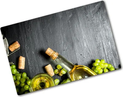 Produktbild von Tulup Glas Herdabdeckplatte - 80x52 cm - Glaskeramikkochfeld-Abdeckung Spritzschutz Glasabdeckplatte - Einteilig - Essen & Getränke - Weißwein und Früchte - Grün
