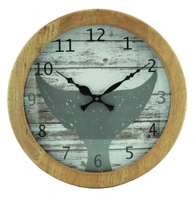 Image de Horloge murale nautique en bois de mango, 30,5 cm