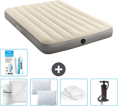 Produktbild von Intex Airbed - Doppelbett - 137 x 191 x 25 cm - Beige - Im Lieferumfang enthalten Spannbettuch - Küssen - Pumpe - Reperaturset en Kissenschutz