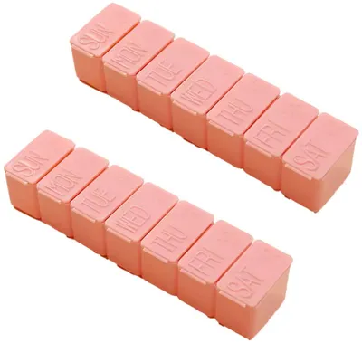 Produktbild von Rosa Pillendosen – Pillenaufbewahrungsboxen – Pillenspenderbox – 2 Stück – Rosa – 7 Fächer – 13 cm – Kunststoff – CHPN