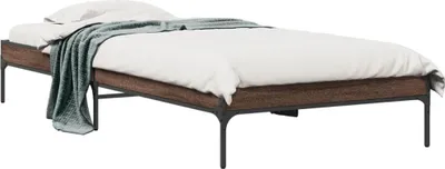 Produktbild von vidaXL Bettgestell Braun Eichen-Optik 90x200 cm Holzwerkstoff Metall