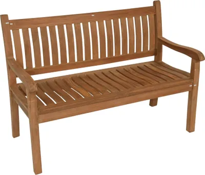 Produktbild von Teakholzbank - 130x65x92 cm - Gebogene Rückenlehne - Ergonomisch