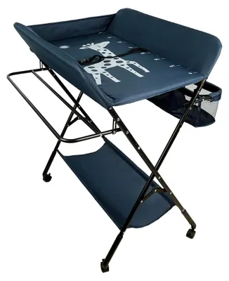 Produktbild von Wickelkommode Klappbar Babypflegetisch, Mobiler Wickeltisch, Tragbar Wickeltisch, Wickeltisch mit Sicherheitsgurt Ablagefächern (80 * 66 * 98cm/dunkelblau)