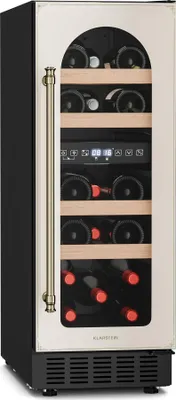 Image de Klarstein Vinovilla Victoria 17 Cave à Vin - 17 Bouteilles, 2 Zones, 5-22°C, Écran Tactile, Éclairage LED, Porte en Verre, Protection UV, Encastré/Indépendant, Frigo à Vin