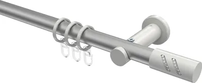 Produktbild von Interdeco Gardinenstange / Vorhangstange Silbergrau / Weiß, Typ Platon Zoena (Glitzerzylinder), 20 mm Ø 1-läufig, 480 cm