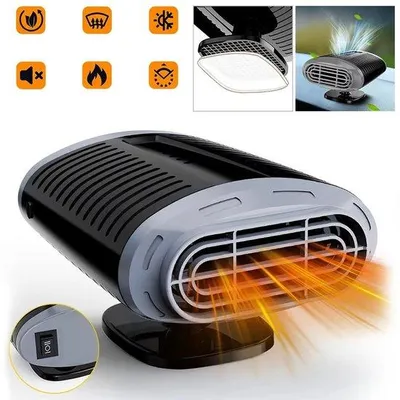 Immagine prodotto di riscaldatore portatile per auto, 12 V 150 W, riscaldatore per auto a batteria, riscaldatore tutto-in-uno, ventilatore, funzione di sbrinamento, riscaldatore per finestrini