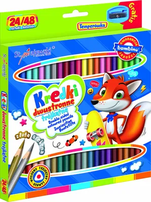 Obrázek produktu pro BAMBINO Oboustranné trojhranné školní tužky 24/48 barev + ořezávátko
