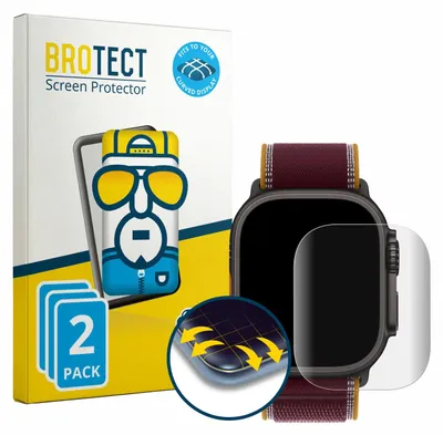 Produktbild von 2x BROTECT Fullscreen Schutzfolie für Apple Watch Ultra 4 (49 mm) Displayschutz Folie Fullcover Klar Transparent