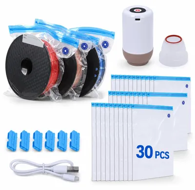 Vakuumbeutel-Set für 3D-Filament, 30 Stück, 34x30 cm, mit Pumpe