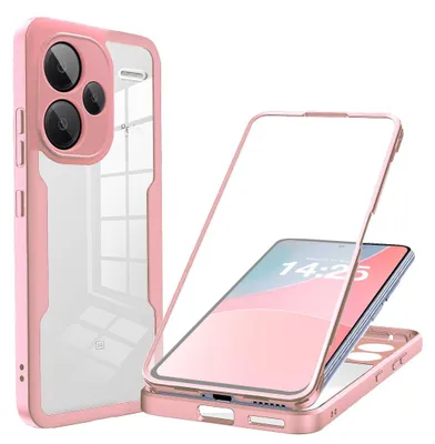 Produktbild von 360 Grad Rundum Schutz Handyhülle für Xiaomi Redmi Note 13 Pro+ 5G Full Cover Vollschutz Case Farbe: Rose