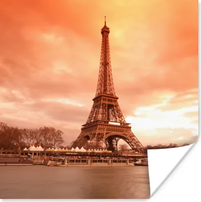 Produktbild von MuchoWow® Poster Eiffelturm - Paris - Himmel 50x50 cm - Wohnzimmerdekoration