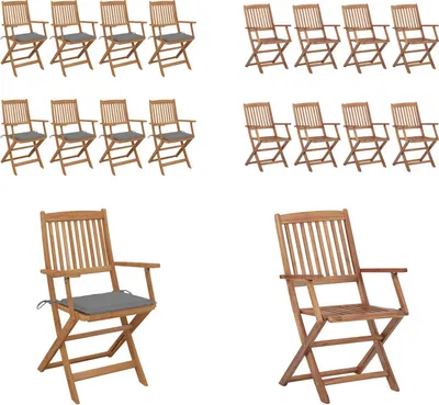 Immagine prodotto di vidaXL Sedie da giardino pieghevoli 8 pezzi con cuscino in legno massiccio di acacia - sedia da giardino - sedie da giardino - poltrona da giardino - sedia pieghevole