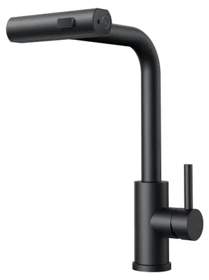 Obrázek produktu pro Kuchyňská baterie, černá, s ruční sprchou, otočná o 360°, 3 režimy proudění
