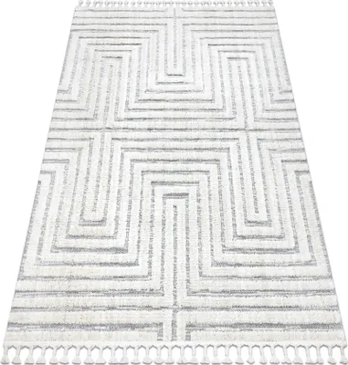Zdjęcie produktu dla Dywan SEVILLA Z788A Labirynt, grecki  / szary Frędzle berberyjski marokański shaggy biały 200x290 cm