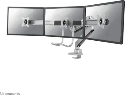 Productafbeelding van Neomounts by Newstar NM-D775DX3SILVER Neomounts Select beugel voor 10"-27" schermen, geschikt voor 3 schermen, scharnierend, zilver. Maximaal draaggewicht: 15 kg