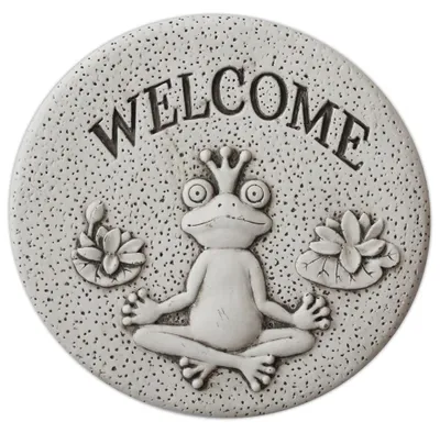 Immagine prodotto di Benvenuto, rana-re: pietra decorativa in cemento, Ø 27 cm