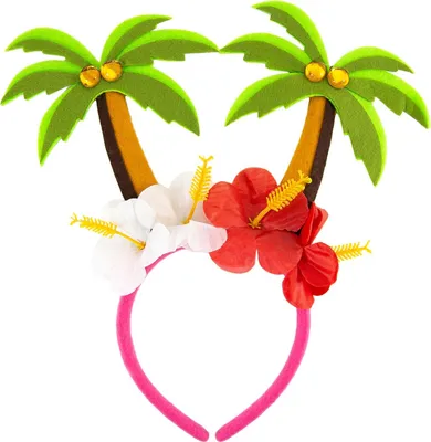 Produktbild von Oblique Unique Haarreif mit Palmen und Blüten Haarreifen für Hawaii Party Karneval Fasching Motto Party