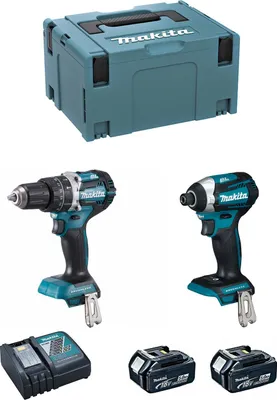 Image de MAKITA Kit DLX2181TJ (DHP484 + DTD154 + 2 x 5.0 Ah + DC18RC + MAKPAC 3)