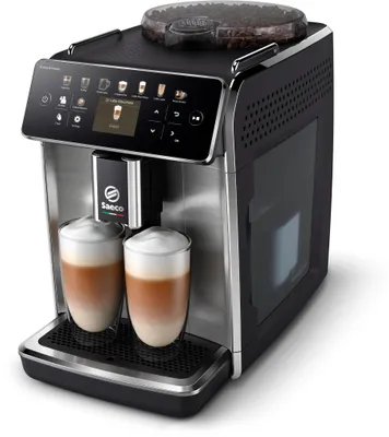 Produktbild von Saeco GranAroma Kaffeevollautomat, 16 Kaffeespezialitäten, 6 Profile, TFT-Display, Metall, Schwarz (SM6585/00)