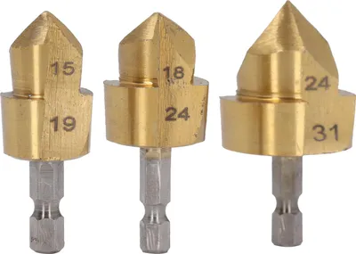 Image de Jeu de 3 forets à élargir PPR 1/4 pouce à queue hexagonale Foret à élargir pour tuyaux d'eau Ouvre-trou Élargisseur