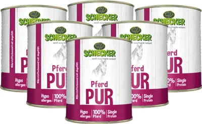 Produktbild von 6x820g Schecker Nassfutter - 100% Pferd pur - getreidefrei - hypoallergen -echte, reine Qualitätsware