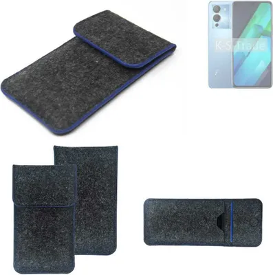 Produktbild von K-S-Trade Handy-Hülle Schutz-Hülle kompatibel mit Infinix Note 12 VIP Filztasche Pouch Tasche Case Sleeve Filzhülle dunkelgrau, blauer Rand