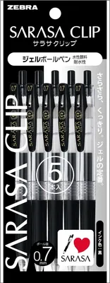 Obrázek produktu pro Pero Zebra 5 Sarasa Clip, gelové, 0,7 mm, černá barva - P-JJB15-BK5