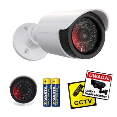 Zdjęcie produktu dla Atrapy kamer rurowych Diody IR LED białe Zasilanie 2xAA (w zestawie) ABS IR1800 W