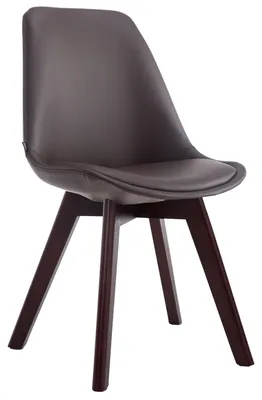 Productafbeelding van CLP Stoel Manado, bekleding van kunstleer met zitkussen en houten poten. Frame: bruin. Framekleur: walnoot