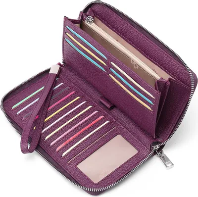 Image de Porte-monnaie femme Blocage RFID grande capacité violet foncé