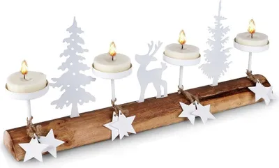 Produktbild von Kerzenständer für 4 Teelichter aus Holz und Metall