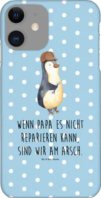 Produktbild von Mr. & Mrs. Panda Iphone 11 Handyhülle Wenn Papa es nicht reparieren kann, sind wir am Arsch - Blau Pastell - Geschenk, Vatertag, Pinguin, Smartphone Hülle, Bruder, Dad
