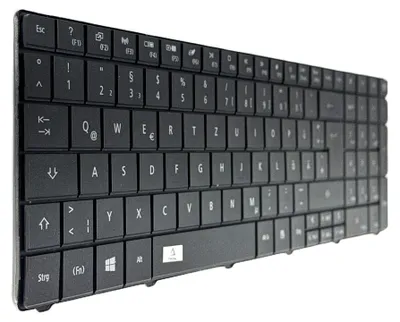 A black keyboard shown from a diagonal angle against a white background.