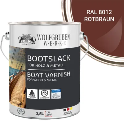 Produktbild von Bootslack Parkettlack Schiffslack Holzlack Seidenglänzend für Holz Boot Schiff W400 Rotbraun - 2,5L