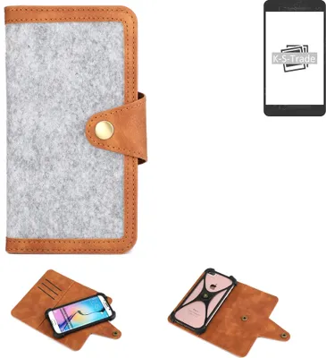 Produktbild von K-S-Trade Handyhülle kompatibel mit Samsung Galaxy S22 Schutzhülle Filz-Hülle Kunst-Leder hellgrau braun (1x)