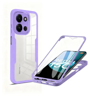 Produktbild von 360° Grad Hülle für Xiaomi Redmi 15C Rundum vollschutz Integriertem Displayschutz in Lila