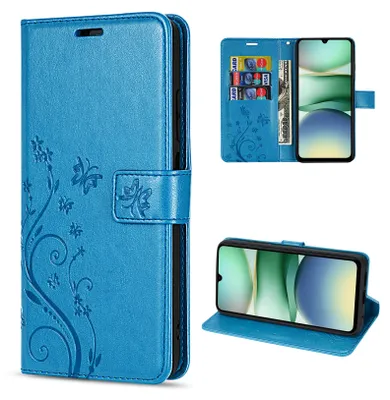 Produktbild von Handy Tasche für Xiaomi Redmi A5 Handyhülle Blumen Hülle Wallet Case Flipcover in Blau