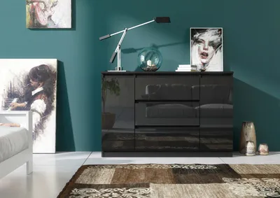 Produktbild von Praktische Kommode 120 cm mit 2 Türen und 3 Schubladen mit viel Stauraum
