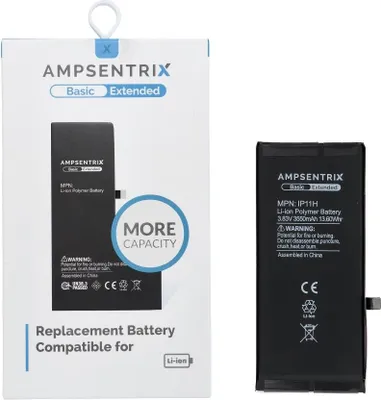 Produktbild von AmpSentrix Basic battery passend für iPhone 11 (high capacity 3550 mAh)