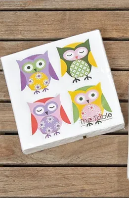 Produktbild von 1 Packung Servietten " Eulen" Papier, 3 lagig, 33x33cm, 20 St/Packung