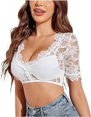 Productafbeelding van Dirndl Blouse voor Dames - Kanten Blouse voor , Halloween en Kerstmis