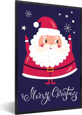 Produktbild von MuchoWow® MuchoWow® Gerahmtes Poster Weihnachtsmann - Weihnachten - Zitate - Frohe Weihnachten - Schnee 60x90 cm - Poster mit zchwarzem Bilderrahmen - Kunst