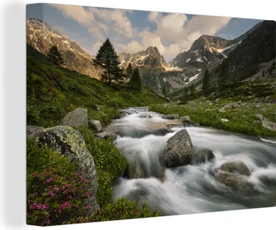 Produktbild von OneMillionCanvasses® - Leinwandbilder - 140x90 cm, Wasser - Sommer - Berg, Wandbilder Kunstdruck Wanddekoration