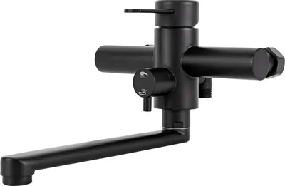 Produktbild von Küchenarmatur - Wandarmatur Mischbatterie - 23 cm Auslauf - 304 Edelstahl - Warm/Kalt - Keramikkartusche - G1/2 Anschluss - Schwarz